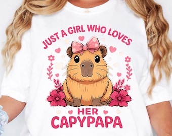 Just A Girl Who Loves Her Capypapa PNG: Cute Capybara Animal Lover png Funny Father Quote Clipart (Digital Download)