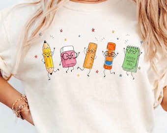 Back to School PNG, Cute School Supplies PNG, Teacher Shirt Design, Crayon Pencil Note Graphic, Sublimation PNG, School Clipart