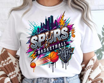 Spurs Basketball Team PNG, San Antonio Spurs, Silver Dynasty T-Shirt, Sublimation Design, High-Resolution PNG Clipart (Digital Download)