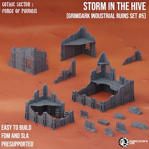 Ensemble de terrain Kill Team Industrial Ruins - Compatible avec Kill Team Hivestorm et Killzone Volkus
