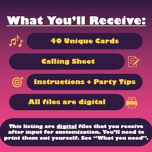 Personalized Music Bingo – 40 Cards with Your Custom Playlist (Instant Download) image 4