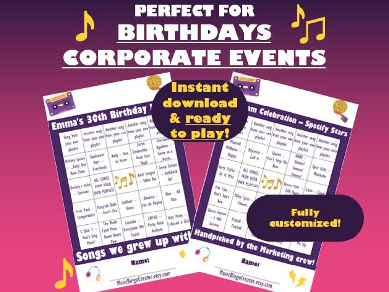 Personalized Music Bingo – 40 Cards with Your Custom Playlist (Instant Download) image 3