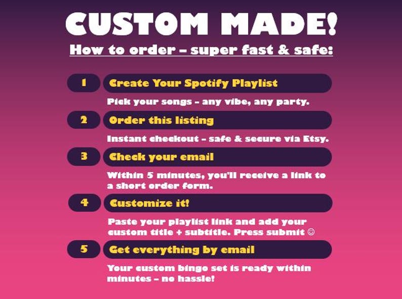 Personalized Music Bingo – 40 Cards with Your Custom Playlist (Instant Download) image 5