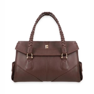 Brown Braided Leather Tote Bag