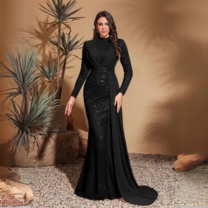 sleeves black bridesmaid dresses Long Formal Flutter Sleeves Bridesmaids Dress
