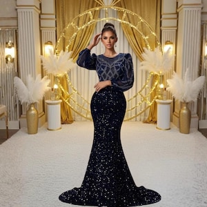 long sleeved geometric rhinestone dress Sparkly Rhinestone Long Sleeved Mesh Dress Luxury Dinner Birthday Celebrate Prom Elegant Sexy Women