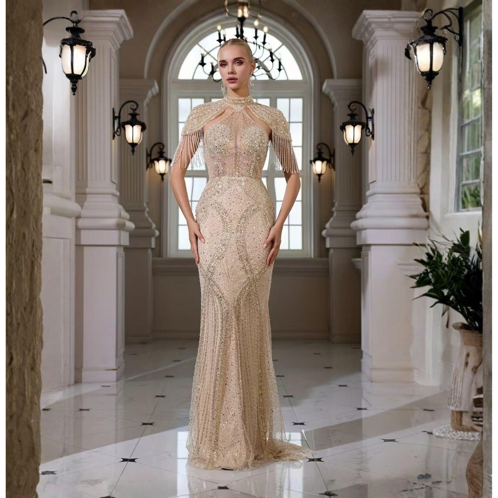 mermaid court train prom dress Sexy Brown Mermaid Tulle Ruffles Mermaid Court Train Prom Dresses