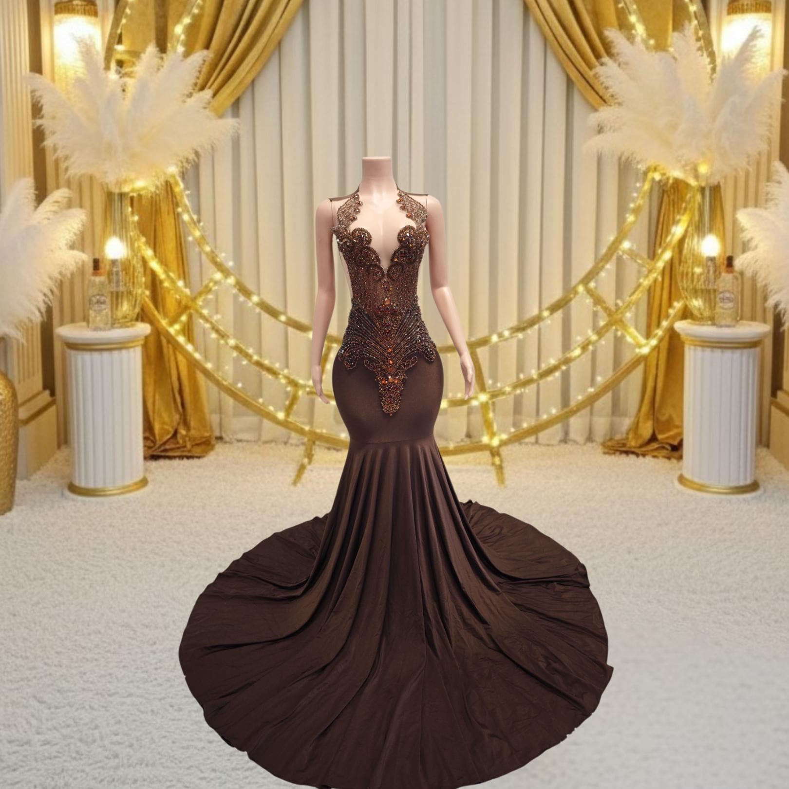 chinese dress ladies ‘Riri’ Luxury Diamond Dress Silver / XL main image 0