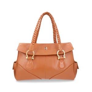 Braided Handle Leather Shoulder Bag