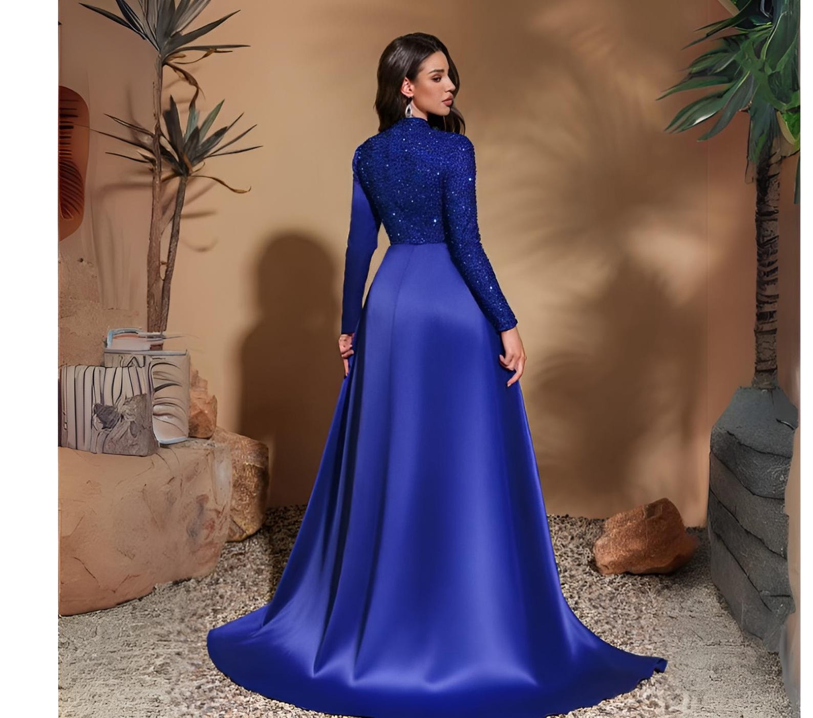halter neck backless dress Maxi in Black TS A-Line Black Dress Feb Color:Blue Print