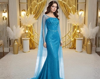 Princess Dress Gown for Teen Girls, Mermaid Cosplay Costume, Halloween, Easter, Stage Performance & Themed Party Dress