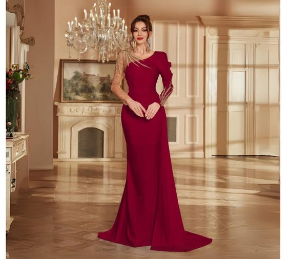 Elegant One-shoulder Evening Gown: Formal Bodycon Dress - Etsy Elegant One-shoulder Evening Gown: Formal Bodycon Dress - Etsy