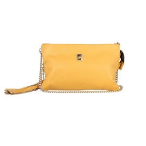 Sac bandoulière en cuir jaune moutarde