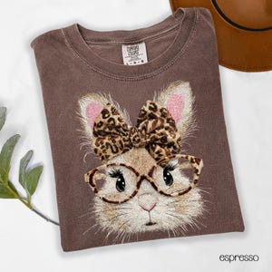 Comfort Colors Easter Bunny T-Shirt, Leopard Bow, Coquette Style, cute Easter shirt, Spring Sweatshirt, Bunny tee, Bunny Sweatshirt, Women's