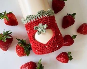 Strawberry Crochet Tumbler Boot: Owala Bottle Accessory