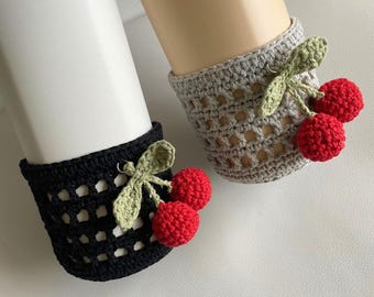 Crochet Cherry Water Bottle Boot: Owala Tumbler Accessory