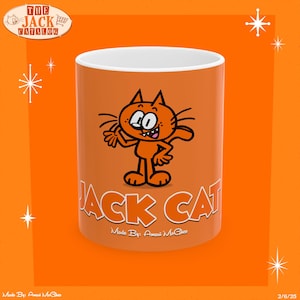 Jack Cat White Ceramic Coffee Mug | Jack Cat Character Mugs | Ceramic Mugs | 11oz | 15oz | Coffee Mugs for Adults
