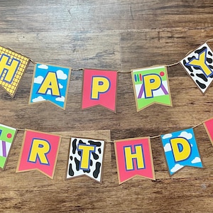 happy birthday sign, Toy Story, kids birthday, birthday banner