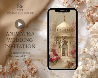 South Asian Beige Islamic MP4 Digital Wedding Invitation Video Nikah Nikkah Walima Valima Instant Download Barat European