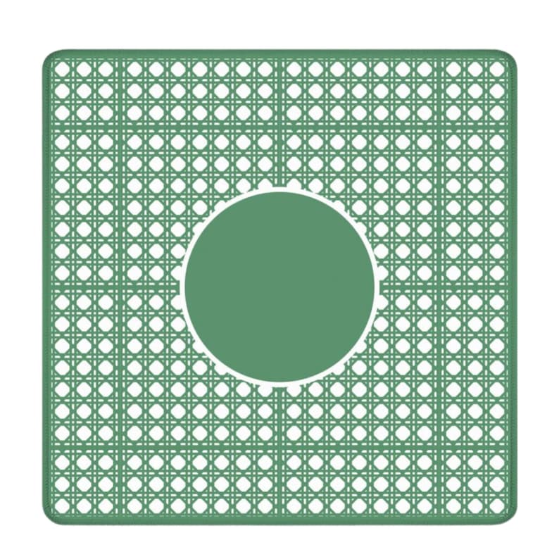 Neoprene Gaming Pad Nonslip Table Mat Mahjong Game Cover Square Portable Playing Surface Travel Friendly Protective Tabletop Fabric Classic Cane Rattan Pattern Design Style Canvas Carrying Bag Included Perfect Home Setup Professional