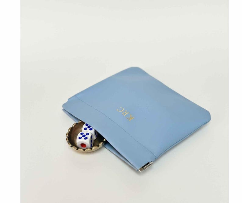 Elegant Gift Set Personalized Mahjong Collection Luxury Dice Package Leather Pouch Construction Magnetic Closure Feature Brass Dish Included Scallop Pattern Design Custom Monogram Option Perfect Player Present Game Accessory Essential Blue