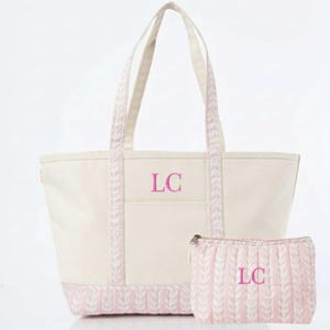 Custom Monogram Tote Personalized Mahjong Set Canvas Bag Construction Block Print Design Stylish Pattern Options Color Choices Available Zippered Top Closure Security Front Pocket Organization Matching Pouch Included Complete Storage