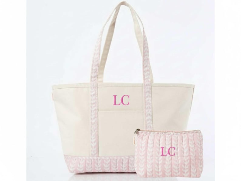Custom Monogram Tote Personalized Mahjong Set Canvas Bag Construction Block Print Design Stylish Pattern Options Color Choices Available Zippered Top Closure Security Front Pocket Organization Matching Pouch Included Complete Storage