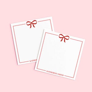 Personalized Sticky Notepad Desk Organization Office Gift Valentines Day Present Idea Custom Stationery Bow Design Colorful Memo Paper