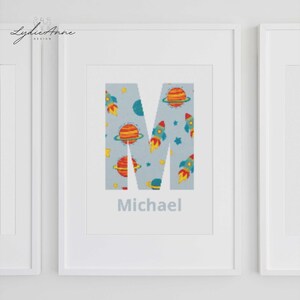 Arte de pared con nombre: arte de pared espacial personalizado para niños, impresión de nombre personalizada, decoración imprimible para niños, descarga digital, regalos únicos para niños
