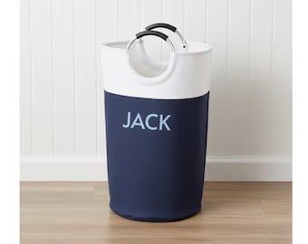 Personalized Laundry Hamper Custom Name Monogram Basket Storage Solution Nursery Organization Dorm Room College Student Gift Idea Bathroom