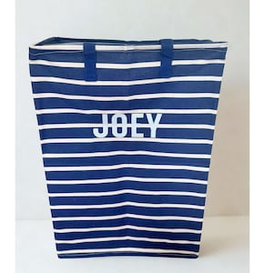 Custom Laundry Hamper Storage Solution for Bathroom Clothes Basket for Kids Room Accessory Storage Bin Nautical Design Personalized Decor