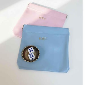 Custom Monogram Set Personalized Mahjong Collection Luxury Dice Package Leather Pouch Material Magnetic Closure Feature Brass Dish Included Scallop Design Element Elegant Gift Option Perfect Game Accessory Essential Mahjong Player Present