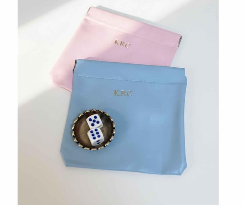 Custom Monogram Set Personalized Mahjong Collection Luxury Dice Package Leather Pouch Material Magnetic Closure Feature Brass Dish Included Scallop Design Element Elegant Gift Option Perfect Game Accessory Essential Mahjong Player Present