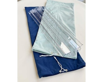 Bolsa de terciopelo para Mahjong, solución de almacenamiento, organizador de juegos, soporte para estante, bolsa con cordón, estuche de viaje, accesorio de lujo, diseño elegante en azul marino menta.