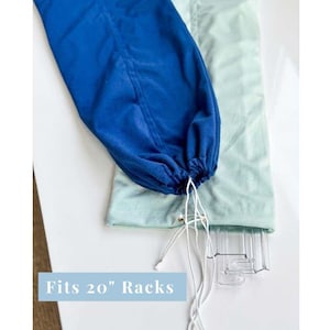 Storage Solution Mahjong Velvet Bag Game Organizer System Rack Holder Collection Drawstring Closure Design Four Interior Pockets Holds Twenty Inch Racks Premium Quality Construction Elegant Mint Navy Options Gold Accent Detail Perfect