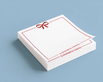 Personalized Sticky Notes Post It Notes Desk Organization Office Supply Teacher Gift For Holiday Present Idea Writing Pad Custom Design Bow