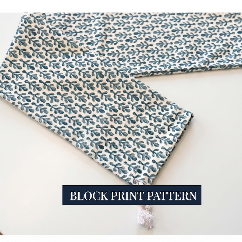 Custom Pattern Storage Bag Canvas Mahjong Mat Organizer Portable Carrier Blue White Block Print Leaf Design Drawstring Closure Toggle Rope Handle Natural Cotton Canvas Premium Quality Construction Game Accessory Storage Solution Travel