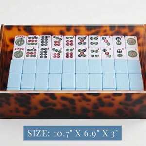 Clear Acrylic Case Mahjong Storage Box Sliding Lid Container Tortoiseshell Pattern Design Game Organizer Display Holder Tabletop Keeper System Premium Quality Construction Custom Size Storage Solution Perfect Gaming Organization Luxury