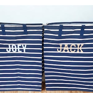 Personalized Laundry Hamper Hamper Kids Laundry Laundry Basket Navy Canvas Basket Bathroom Storage Space Saver Collapsible Container Large