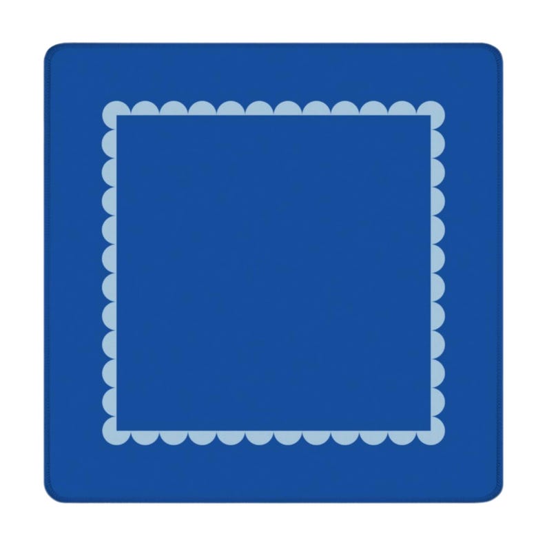 Square Mahjong Mat Coastal Design Blue Neoprene Playmat Large Game Surface Tile Protector Non-Slip Backing Premium Construction Stitched Edges Gaming Essential Perfect Gift Game Enthusiast Accessories Bright Scallop Pattern Mahjong Table