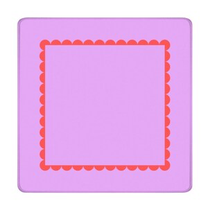 Gaming Cloth Waterproof Neoprene Material Pink Lavender Mahjong Table Mat Square Tile Protector Pad Nonslip Rubber Backed Liner Perfect Game Room Gift Women Players Red Scalloped Border Frame Soft Fabric Surface Premium Quality Construction