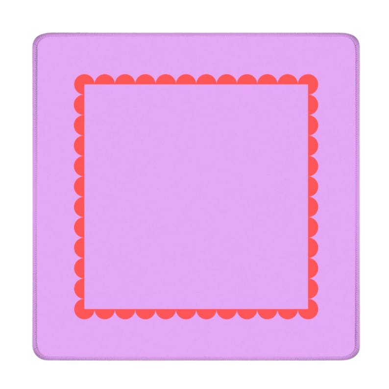 Gaming Cloth Waterproof Neoprene Material Pink Lavender Mahjong Table Mat Square Tile Protector Pad Nonslip Rubber Backed Liner Perfect Game Room Gift Women Players Red Scalloped Border Frame Soft Fabric Surface Premium Quality Construction