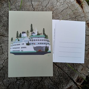 Ferry envahi par la végétation PNW Carte postale 4x6