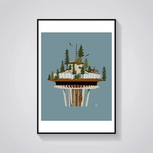 Seattle Overgrown Space Needle  8X10 Giclee Print