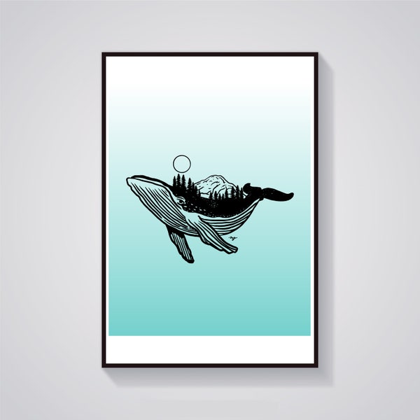 Whale Land 8x10 Giclee print