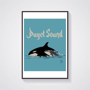 Puget Sound Orcas 8X10 Giclee Print