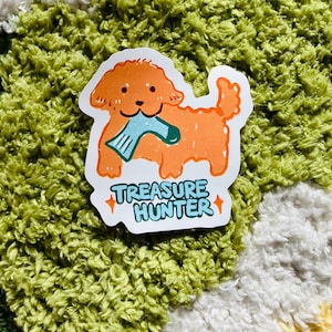 Treasure Hunter Dog Sticker: Funny Waterproof Decal