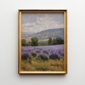 Lavender Field Landscape Print: French Countryside Painting (Digital Download)