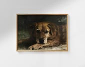 Vintage Labrador Portrait Print: Rustic Dog Memorial Art