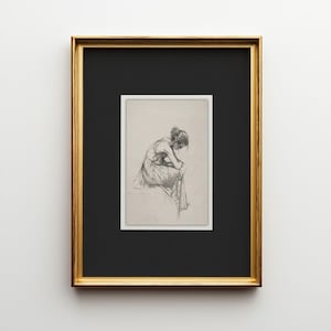 Impression de croquis de femme assise : dessin au trait minimaliste (téléchargement numérique)